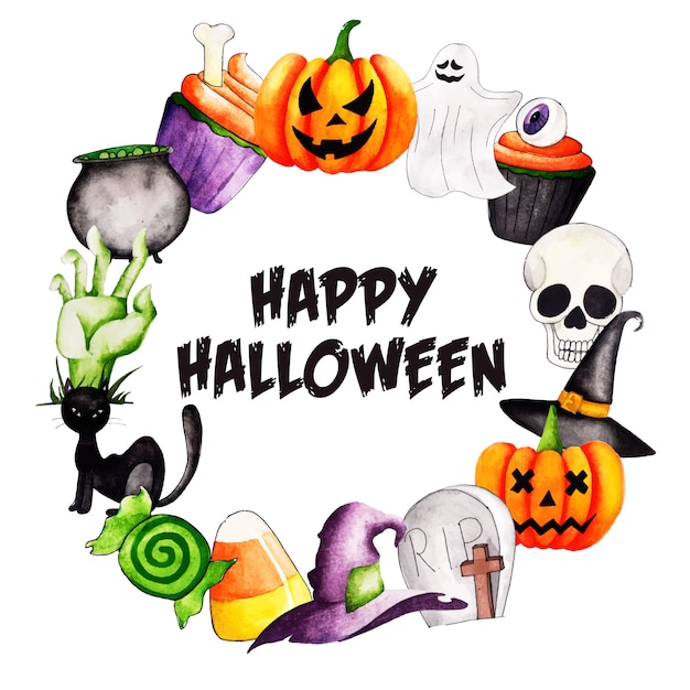 Fondo acuarela guirnalda de Halloween