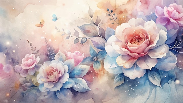 Vector fondo de acuarela con hermosas flores