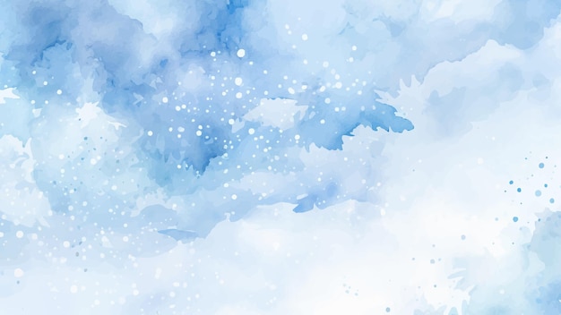 Fondo de acuarela de invierno azul abstracto Patrón del cielo con nieve