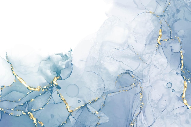Fondo de acuarela de mármol líquido de menta cyan pastel con líneas doradas y manchas de pincel Teal turquesa con tinta de alcohol con efecto de dibujo Ilustración vectorial telón de fondo acuarela invitación de boda