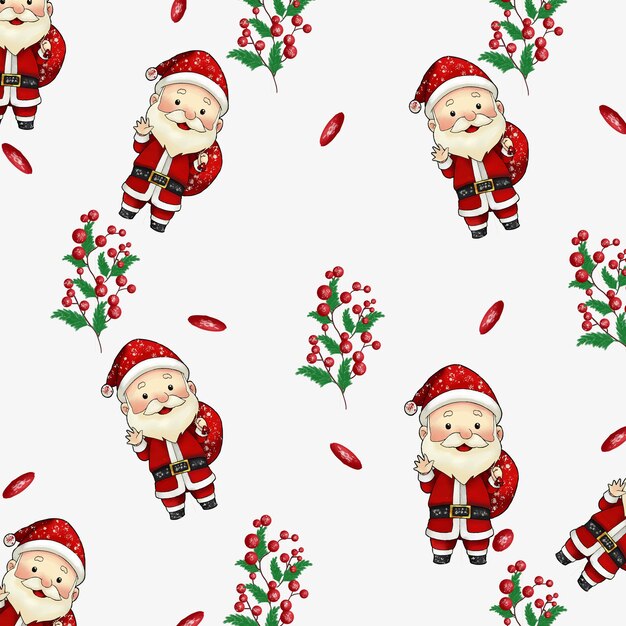 Fondo acuarela de Navidad con Santa Claus