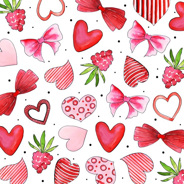 Fondo de acuarela patrón de San Valentín