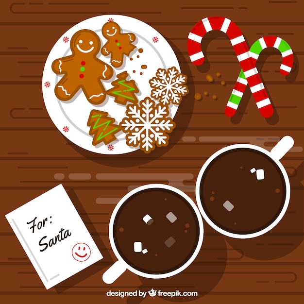 Fondo adorable con comida de navidad