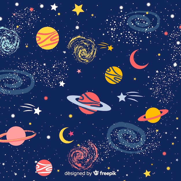 Fondo adorable de galaxia dibujado a mano