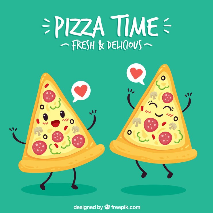 Vector fondo de adorable pareja de pizza 