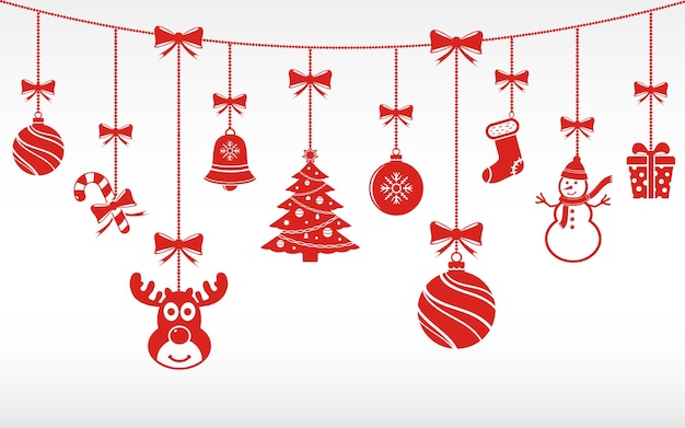 Vector fondo de adornos navideños colgantes