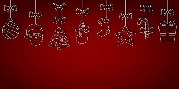 Vector fondo de adornos navideños colgantes