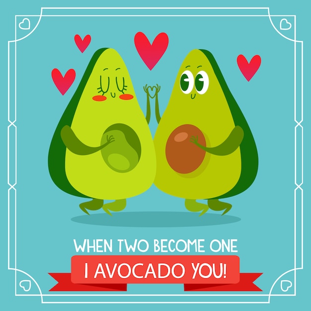 Vector fondo de aguacate con frase de amor