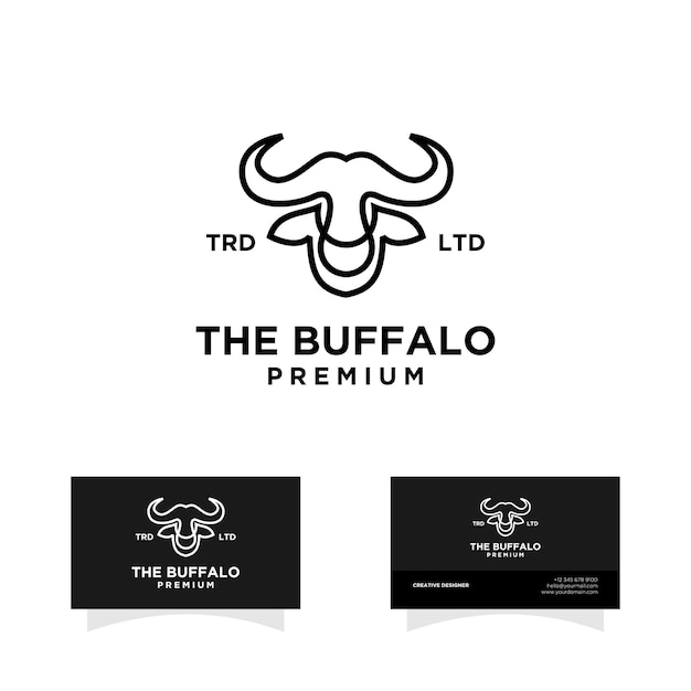 Fondo aislado de diseño de logotipo blanco negro de búfalo abstracto