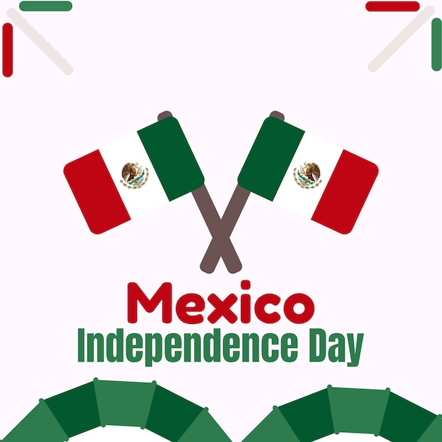 Fondo de alimentación del día de la independencia de méxico con doble bandera de méxico