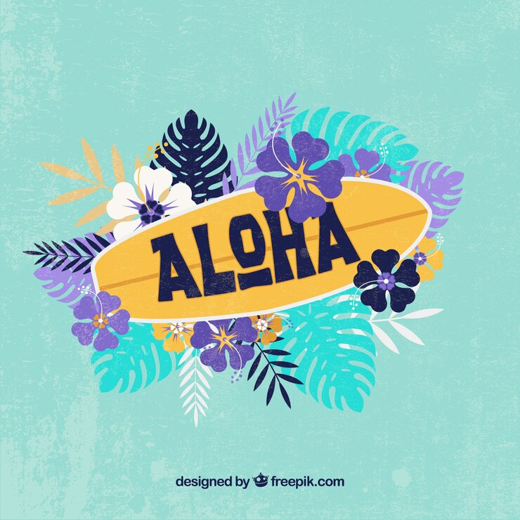 Vector fondo aloha tabla de surf