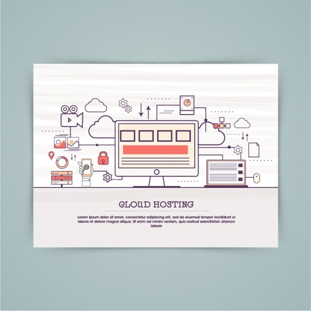 Vector fondo de alojamiento en la nube en diseño plano