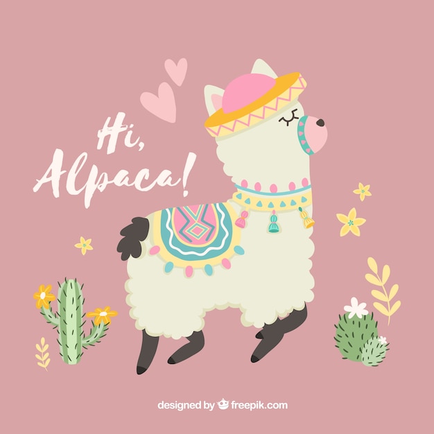 Vector fondo de alpaca con concepto de amor