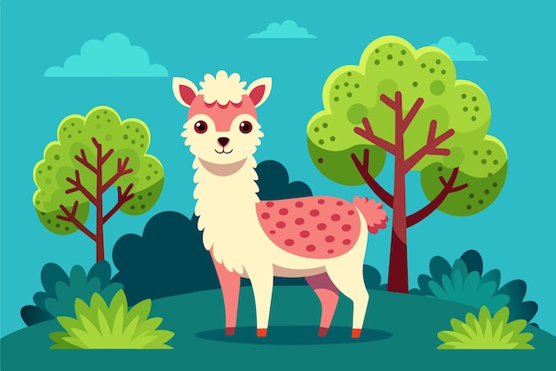 El fondo de la alpaca es un árbol.