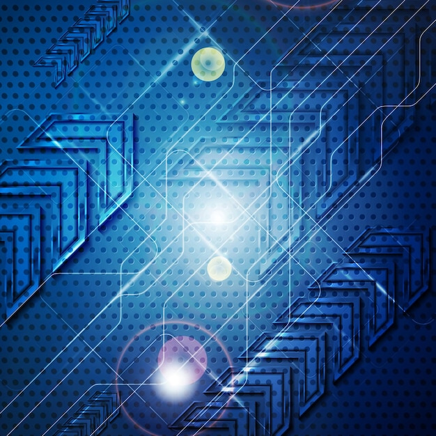 Vector fondo de alta tecnología azul brillante con flechas diseño vectorial