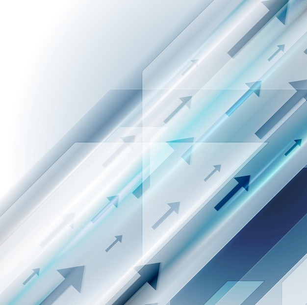 Fondo de alta tecnología azul brillante con flechas
