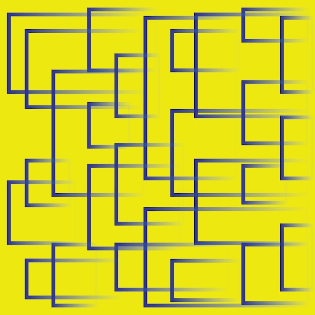 Vector fondo amarillo brillante con cuadrados dinámicos azules patrón abstracto de color