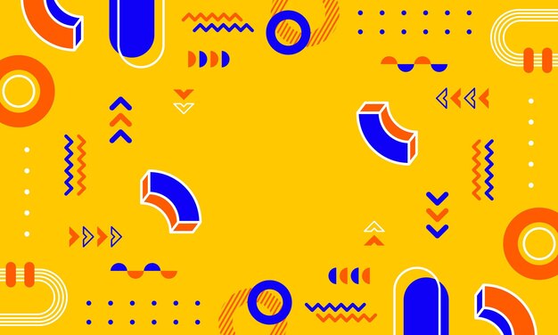 un fondo amarillo brillante con un diseño azul y rojo
