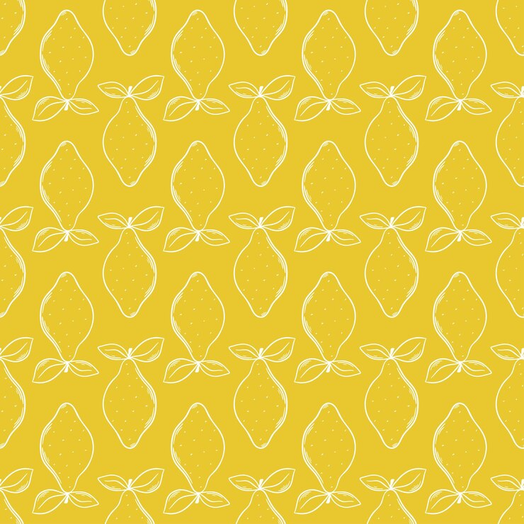 Fondo amarillo brillante con limones grabados a mano impresión de cítricos de verano para papel de embalaje textil