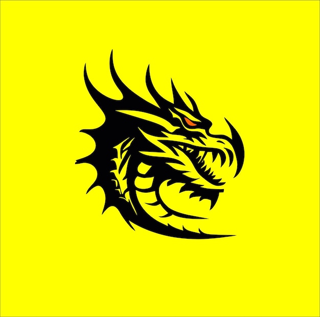 Un fondo amarillo con una cara de dragón y un ojo rojo.