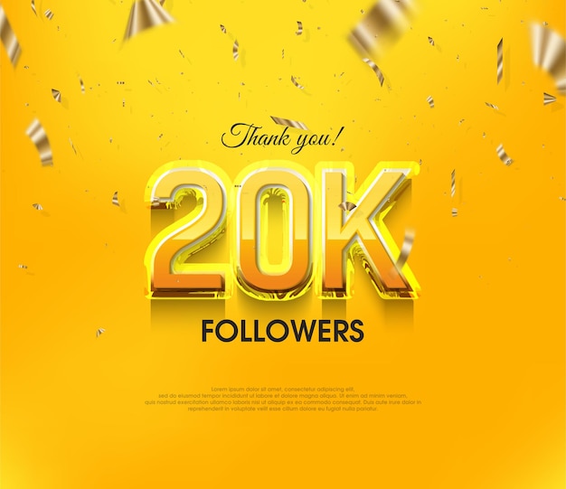 Fondo amarillo gracias 20K seguidores elegante diseño premium de lujo