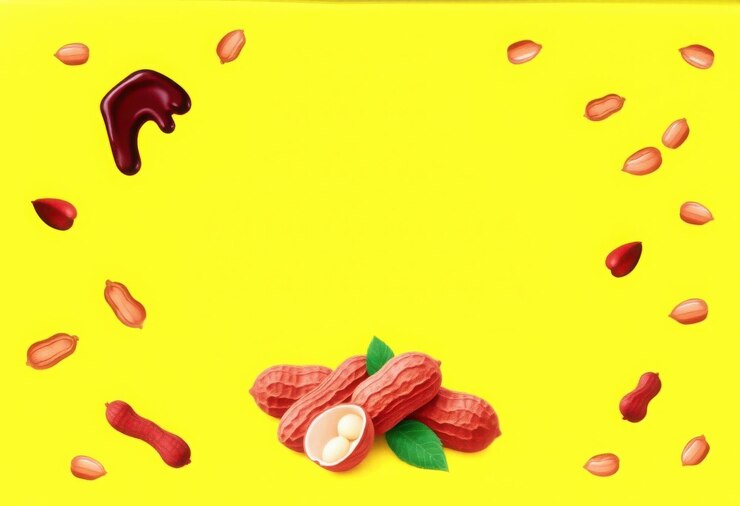 Vector un fondo amarillo con un montón de dulces rojos y naranjas