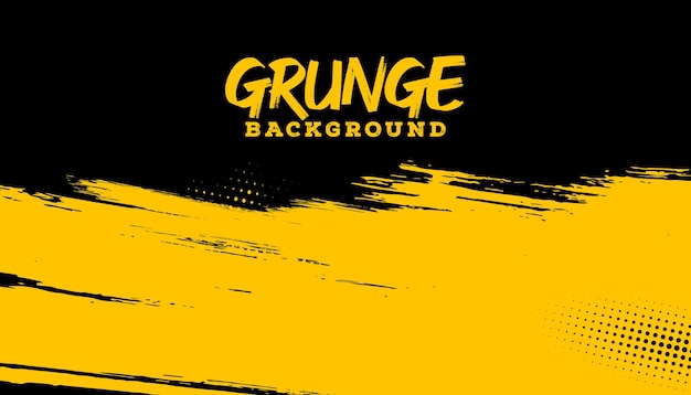 Fondo amarillo y negro con elemento de patrón de semitono de punto Fondo de grunge de pincel abstracto