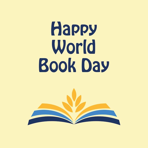 Un fondo amarillo con las palabras feliz día mundial del libro.