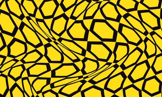 un fondo amarillo con un patrón de círculos blancos y negros y un patrón blanco y negro