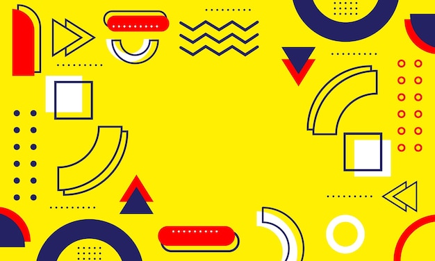 un fondo amarillo con un patrón de diferentes formas y colores