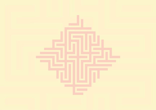 fondo amarillo con vector de patrón de laberinto de línea