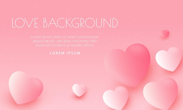El fondo de amor romántico con un corazón realista en 3D se puede utilizar para el banner de San Valentín