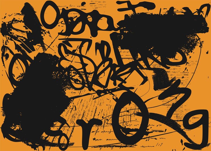 Vector fondo angustiado en textura en blanco y negro con manchas oscuras arañazos y líneas arte abstracto