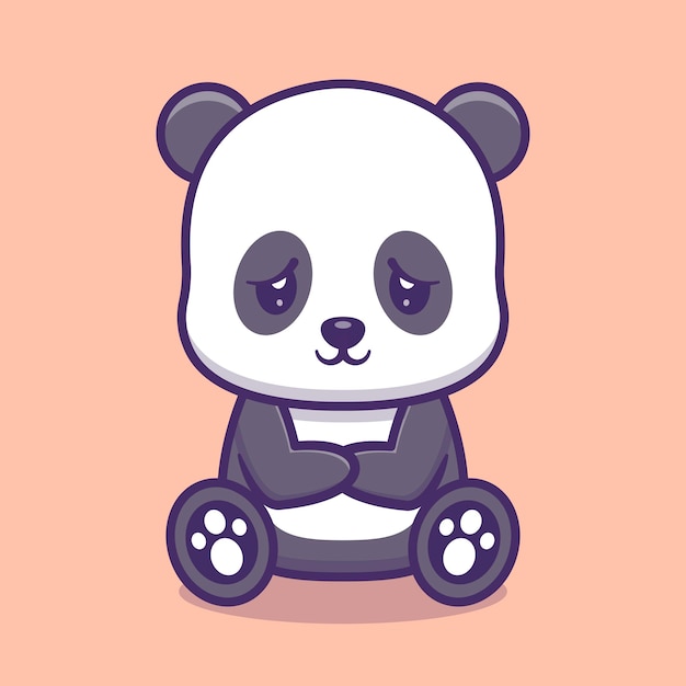 Fondo animal con una deliciosa ilustración de verano del lindo y muy triste bebé panda Vector