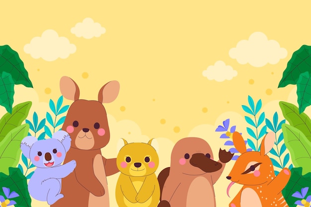 Fondo de animales lindos dibujados a mano