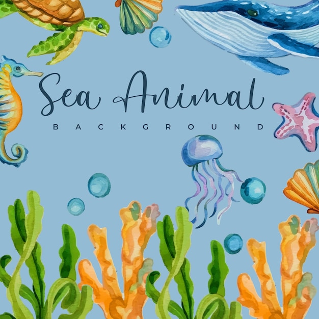 Fondo de animales marinos acuarela