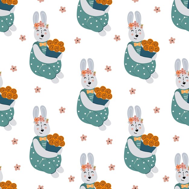 Fondo de animales de vacaciones de patrones sin fisuras de conejito de Pascua