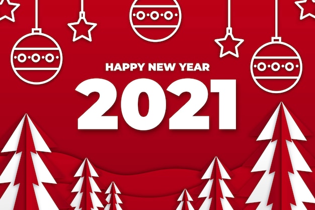 Fondo de año nuevo 2021 en estilo papel