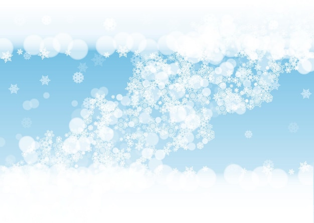 Fondo de año nuevo con copos de nieve escarchados blancos