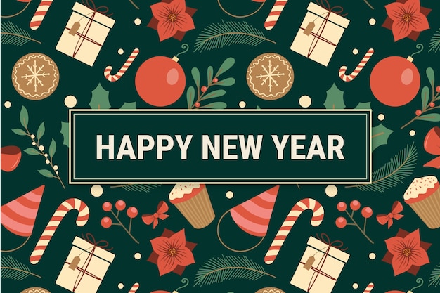 Fondo de año nuevo dibujado a mano