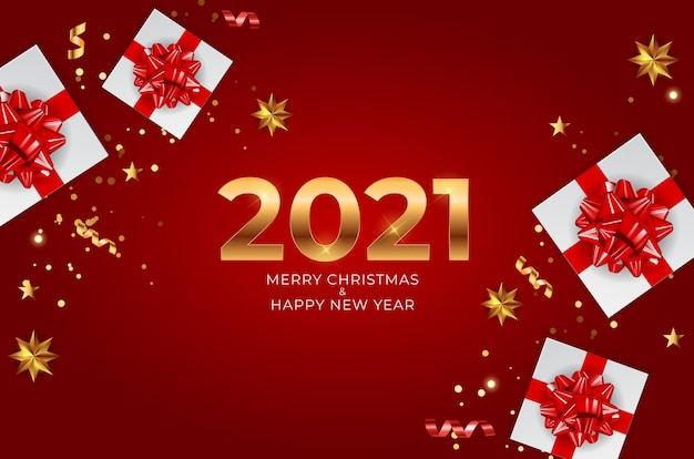 Fondo de año nuevo y feliz navidad 2021.