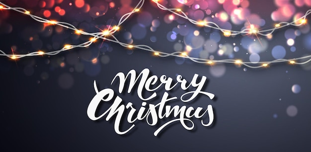Fondo de año nuevo con guirnalda led luminosa. Saludos feliz año nuevo.
