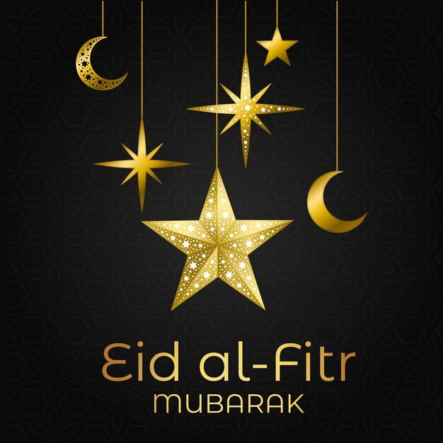 Vector fondo del año nuevo islámico de ramadán con luces de media luna y elementos decorativos de la luna