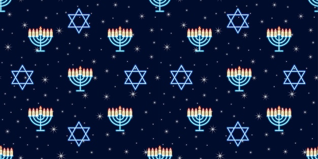 Fondo de año nuevo judío de patrones sin fisuras de neón de Israel