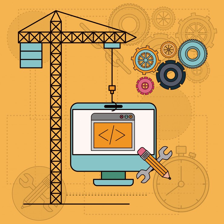 Vector fondo con aplicaciones de computadora de escritorio para el desarrollo de la construcción.