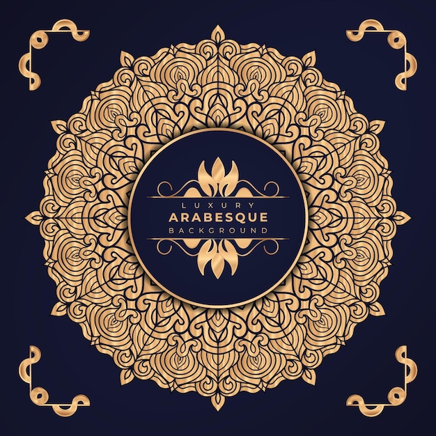 Fondo arabesco de lujo con plantilla de diseño de mandala de color dorado