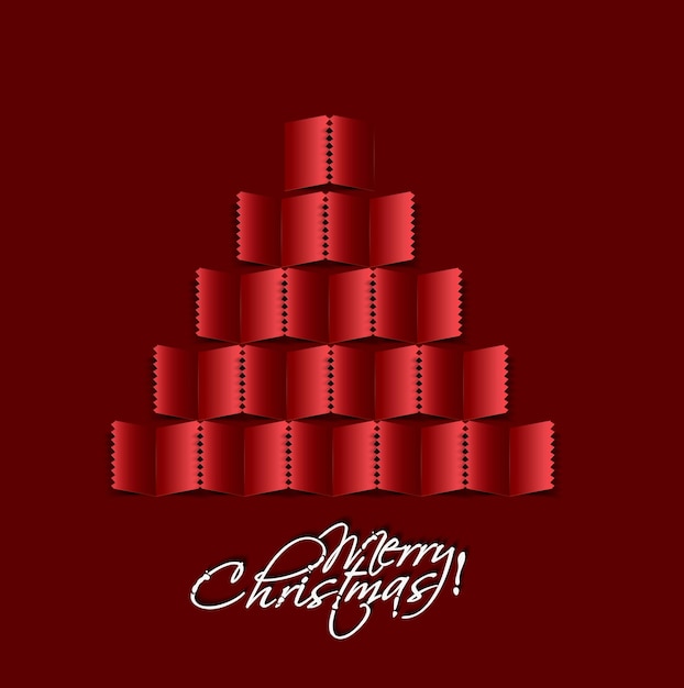 Fondo de árbol de Navidad de corte de papel moderno, ilustración vectorial.