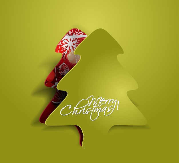 Fondo de árbol de Navidad de corte de papel moderno, ilustración vectorial.