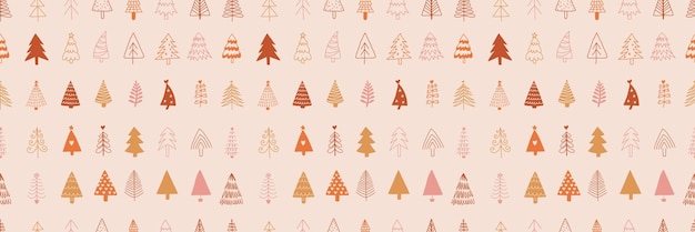Fondo de árboles de Navidad dibujado a mano