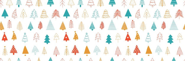 Fondo de árboles de Navidad dibujado a mano
